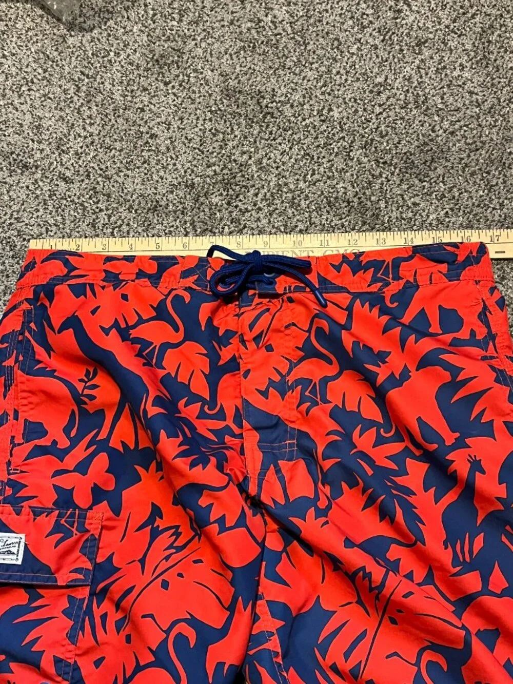 Polo Ralph Lauren Swim Trunk Mens M Red Blue Board Short Mesh Liner Jungle Print
